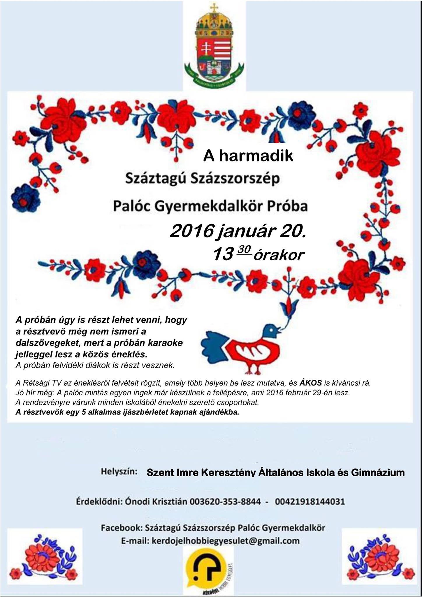 Meghívó a Száztagú Százszorszép Palóc Gyermekdalkör Próbájára